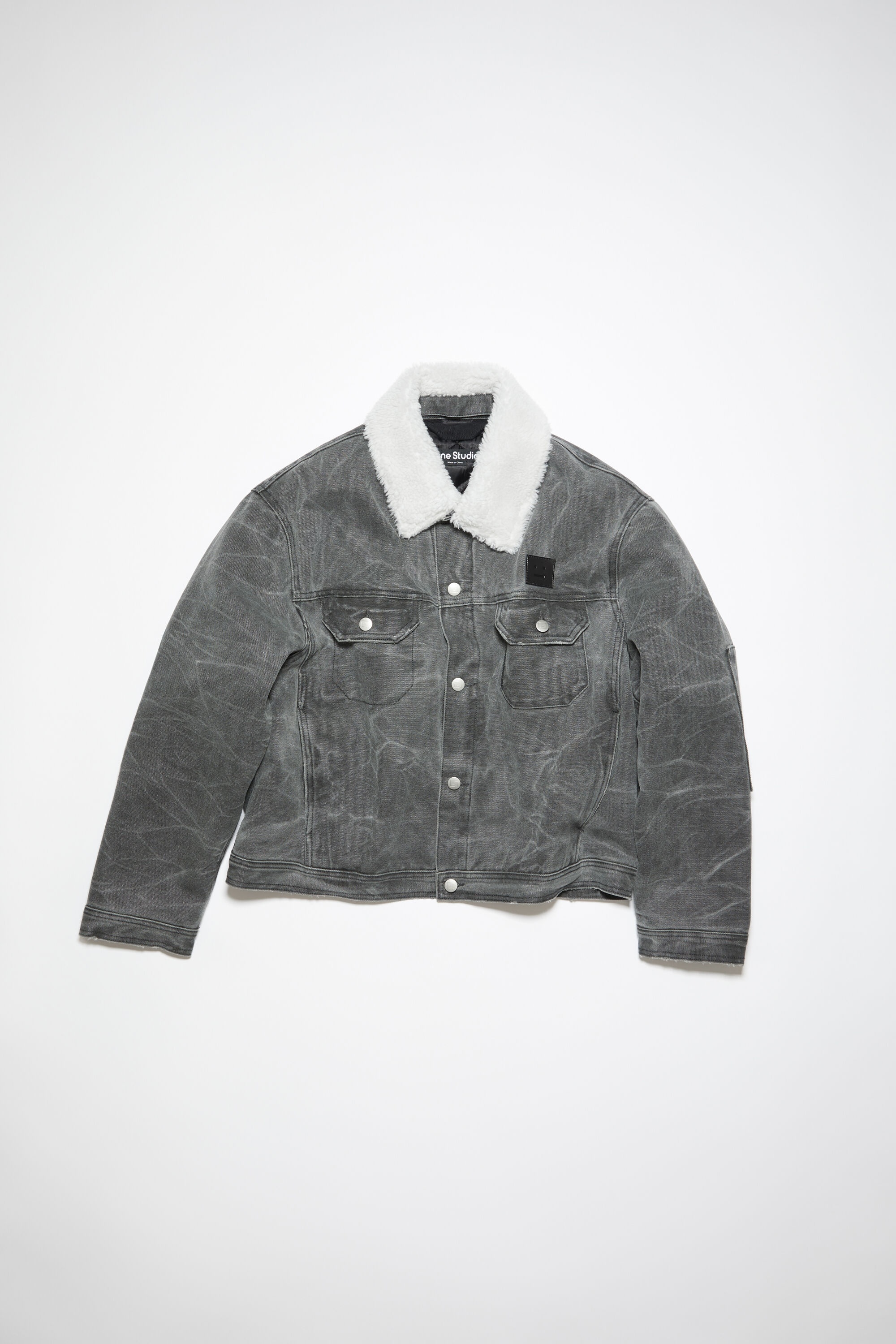 Padded denim jacket - Carbon grey - 1