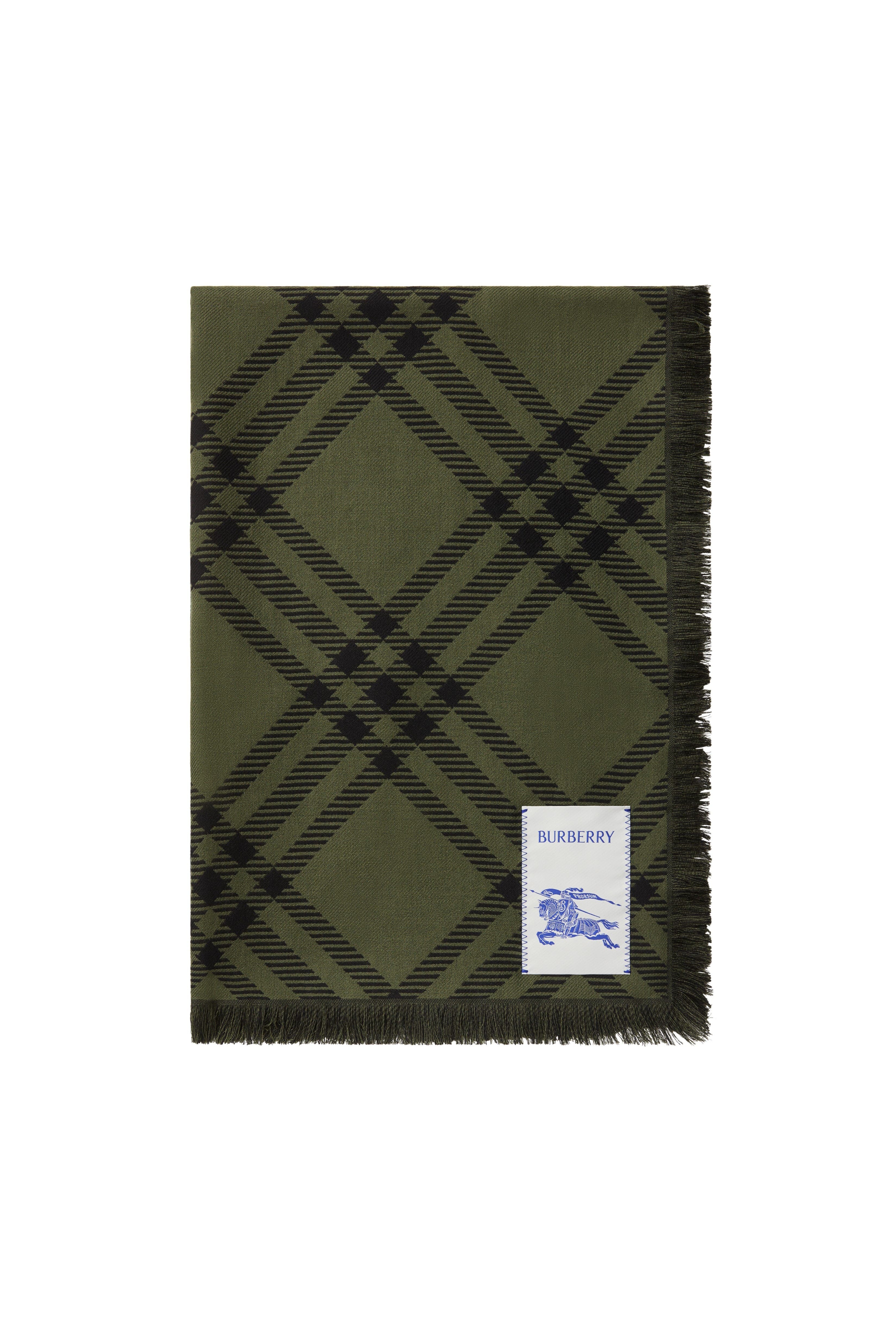 burberry Wide Check Wool Silk Scarf in Shrub/black at Nordstrom - 6