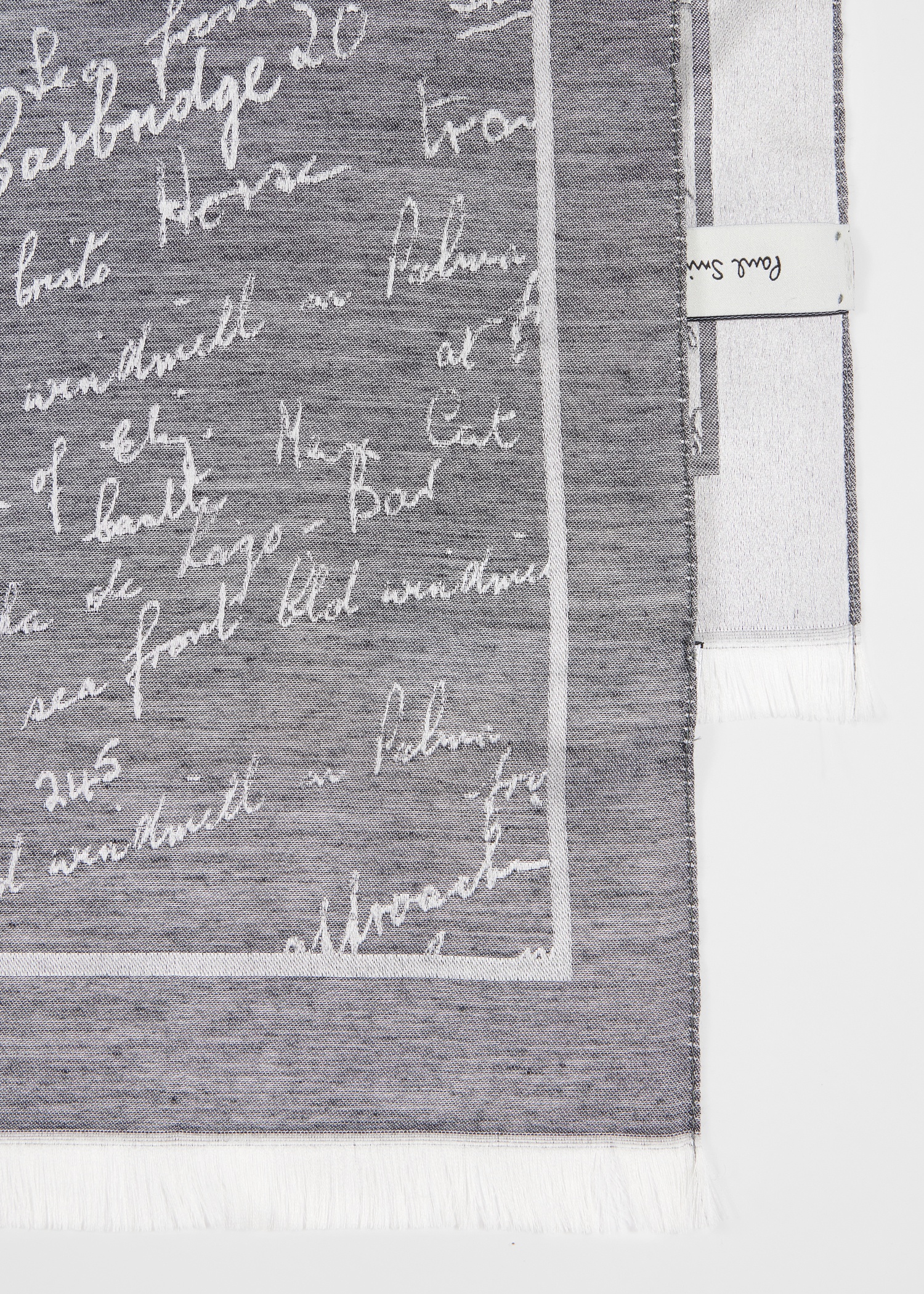 Grey Silk-Blend 'Notebook Writing' Scarf - 2