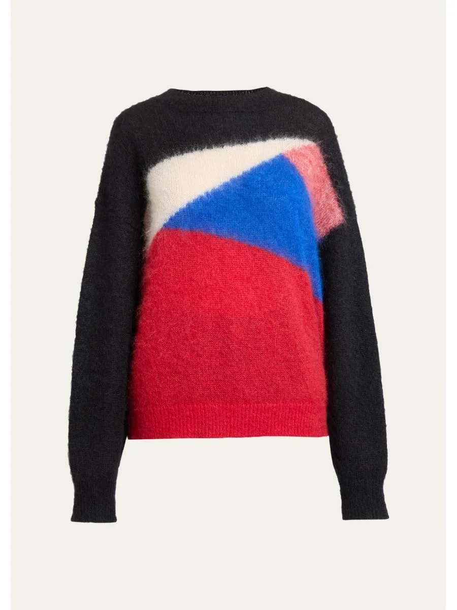 Leoncia Colorblock Mohair-Wool Oversized Sweater - 1