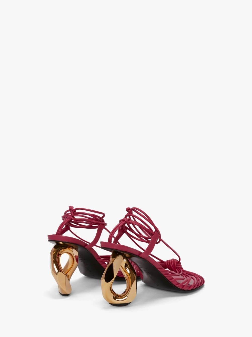 CHAIN HEEL LEATHER SANDALS - 4