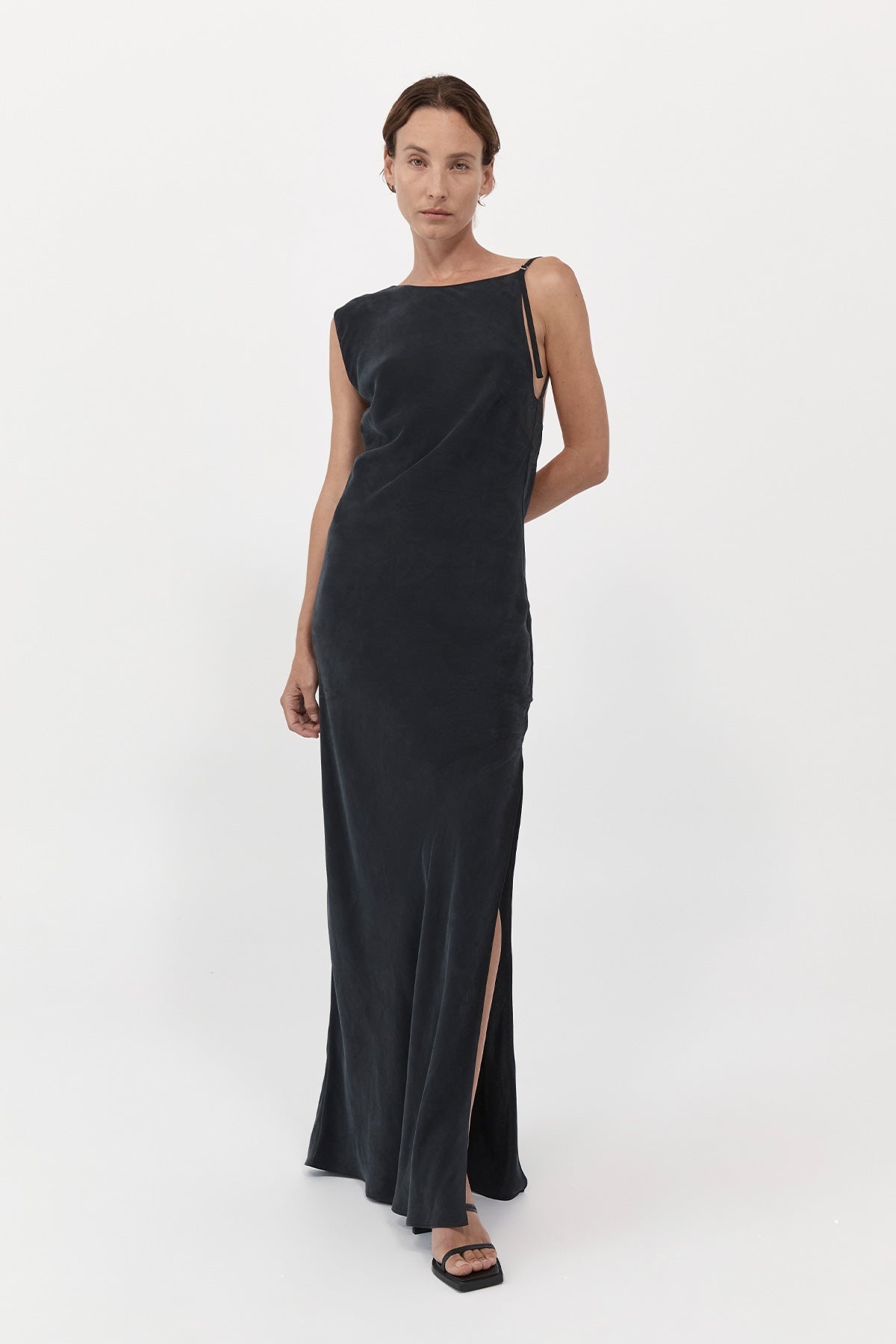 Sophia Drape Dress - Washed Black - 3