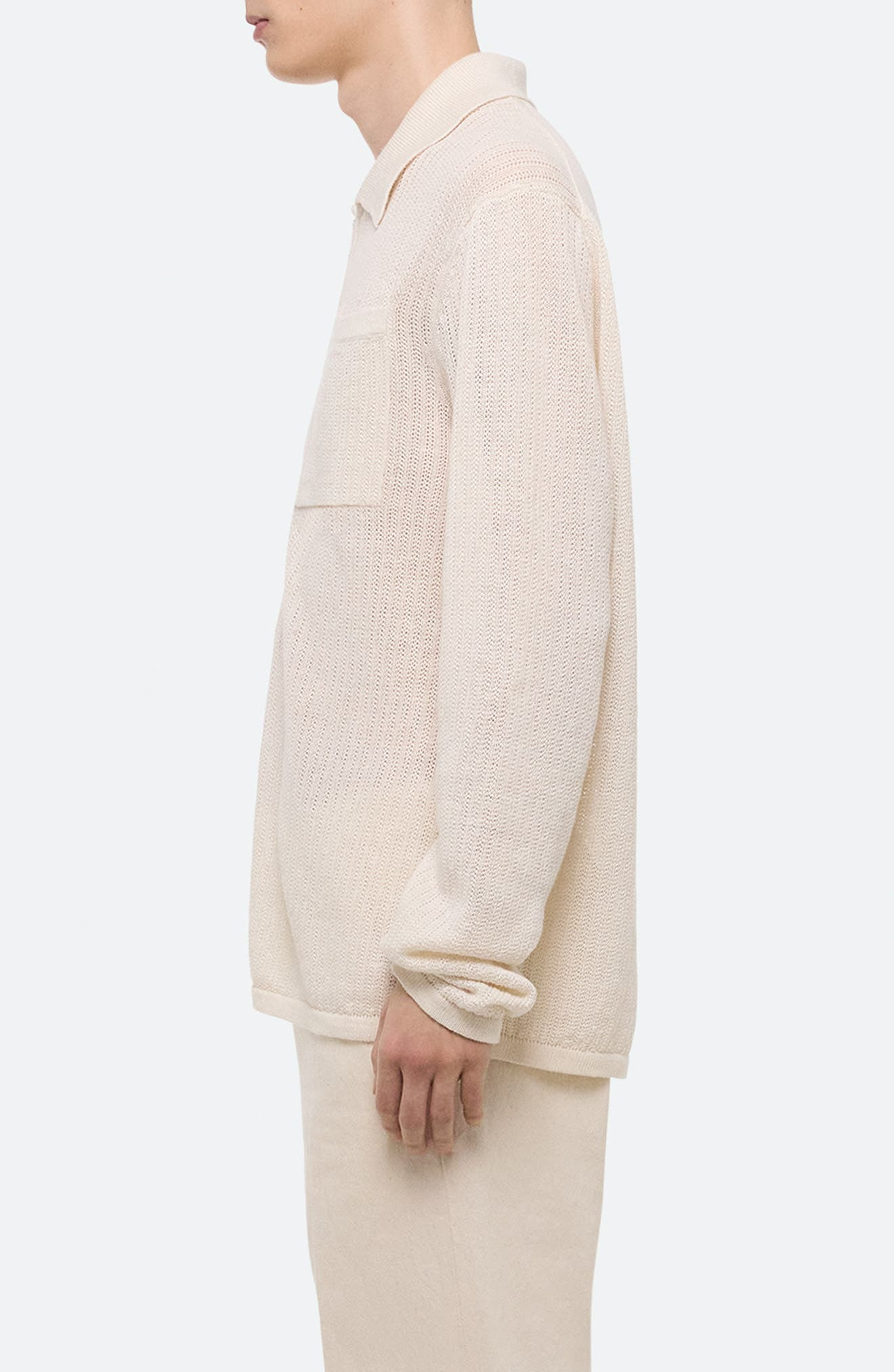 Helmut Lang Half Zip Linen Sweater in Ivory at Nordstrom - 3