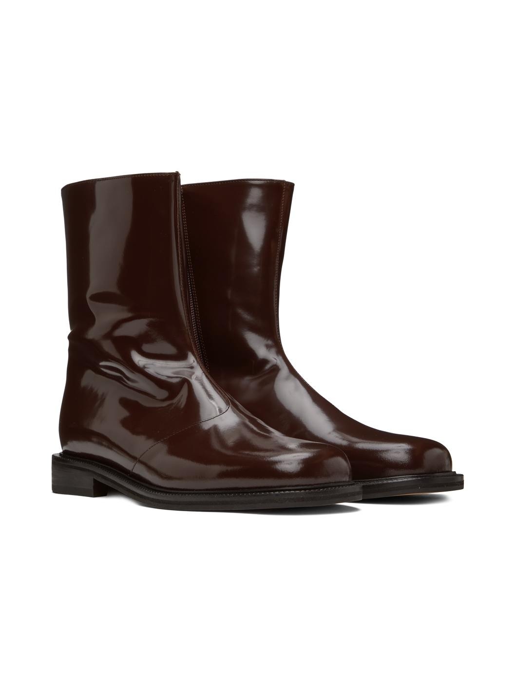 Brown Patent Leather Boots - 4