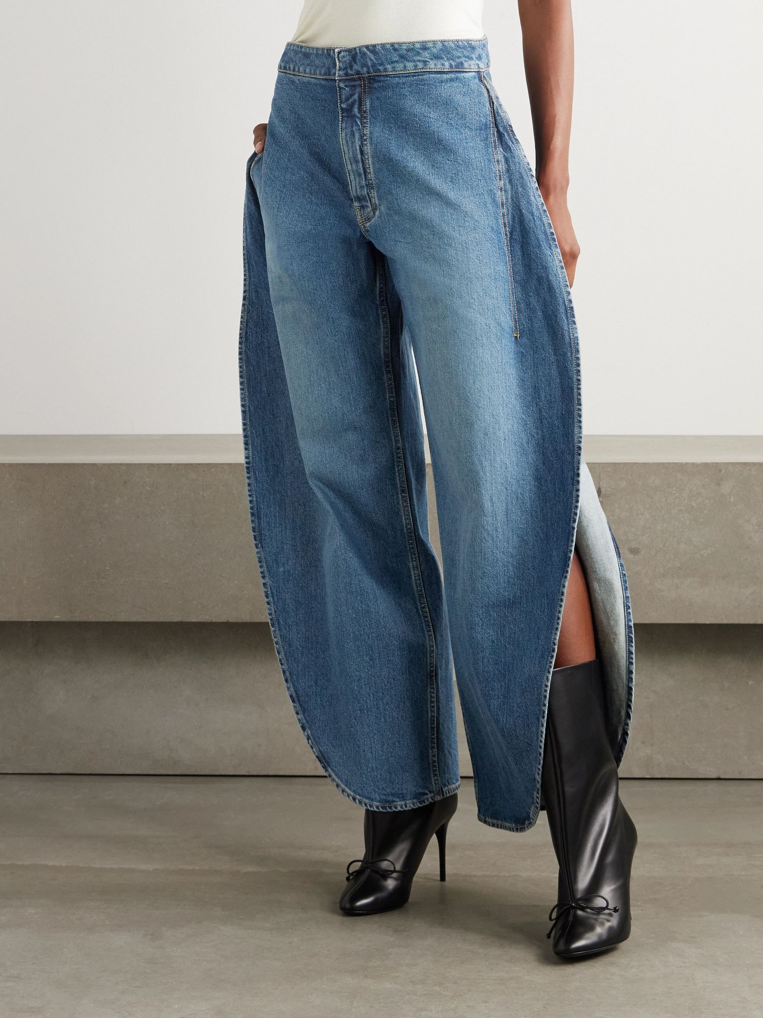 High-rise barrel-leg jeans Blue - 3