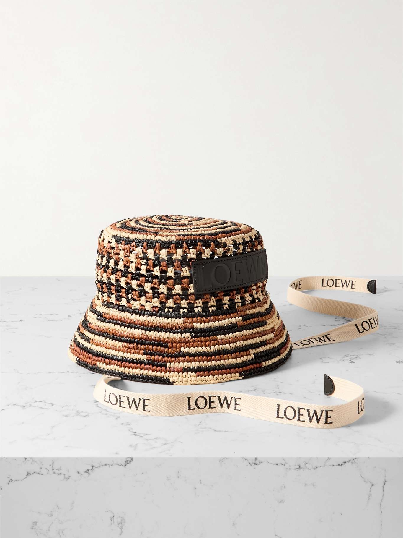 Loewe + Paula's Ibiza leather and webbing-trimmed striped