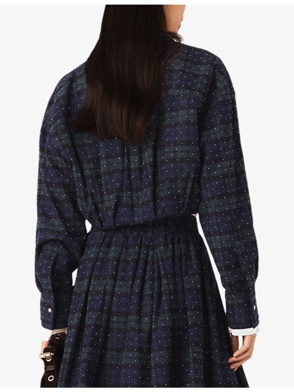 Rhinestone-Embellished Checked Cropped Cotton Shirt - 4