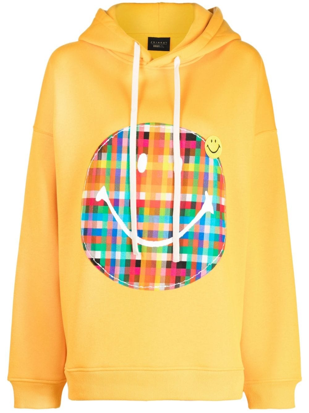 Plaid Smiley-appliquÃ© jersey hoodie - 1