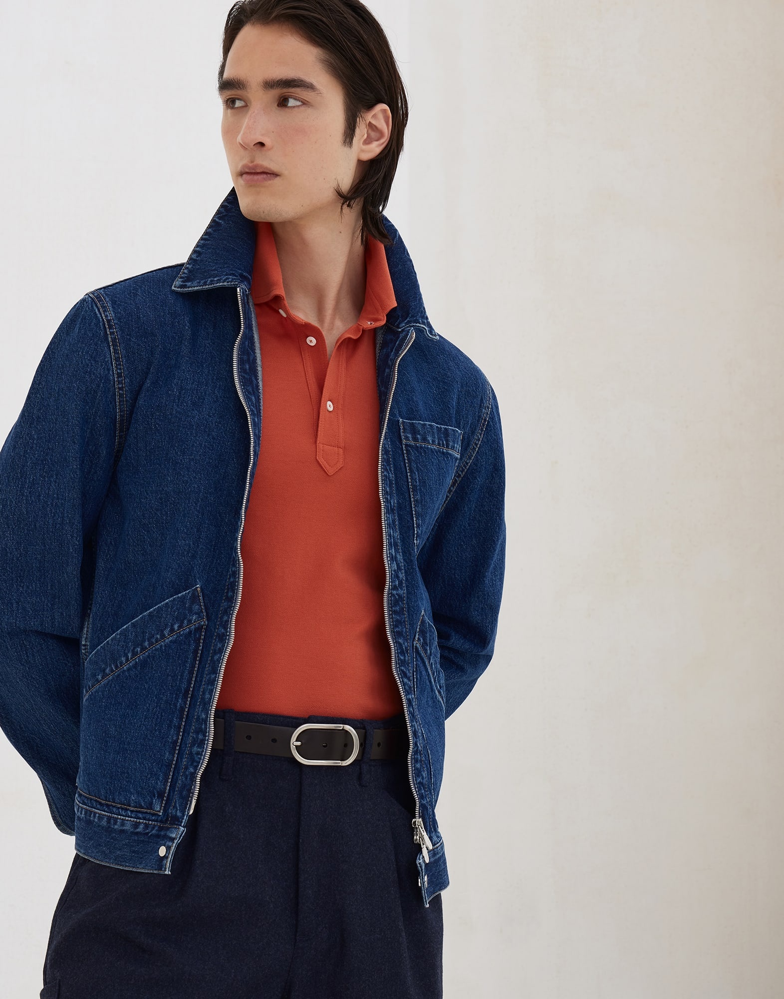 Cotton piqué polo with shirt-style collar - 4