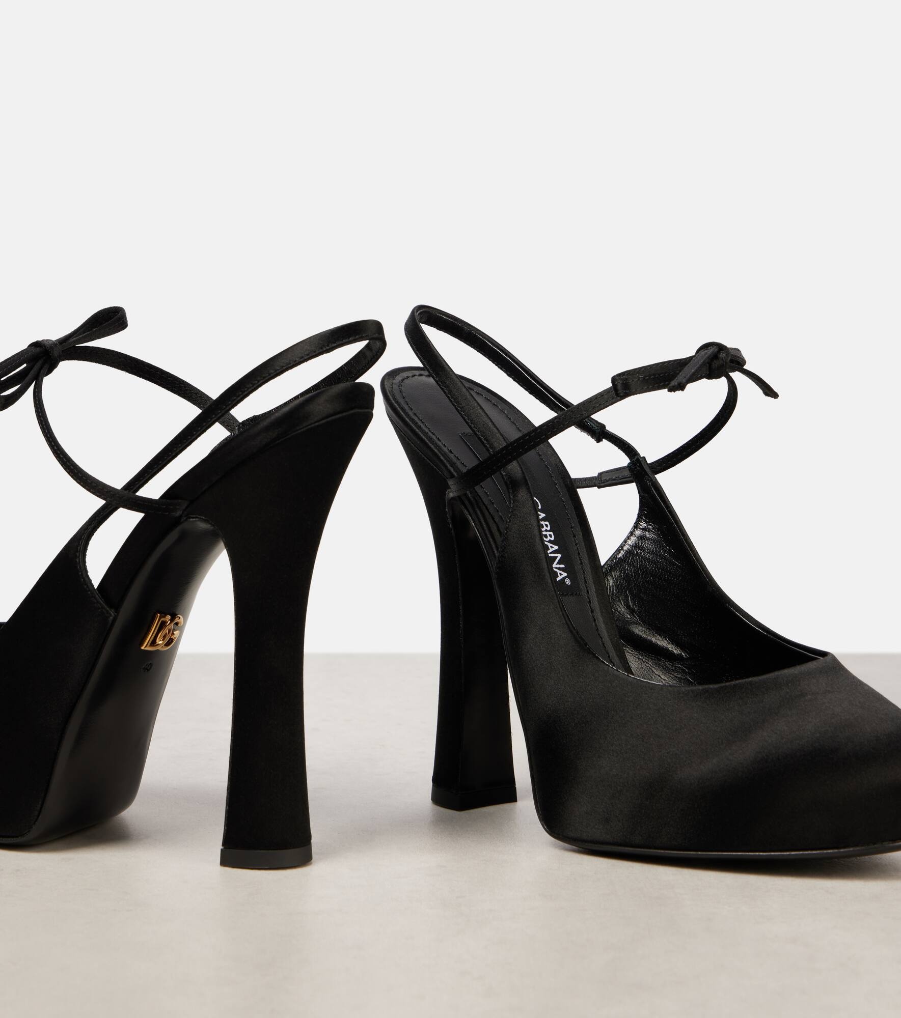 Vally satin slingback platform pumps - 5