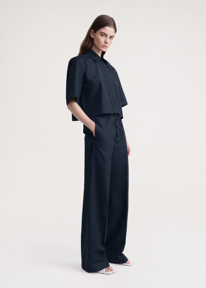 Cotton drawstring trouser dark navy - 3