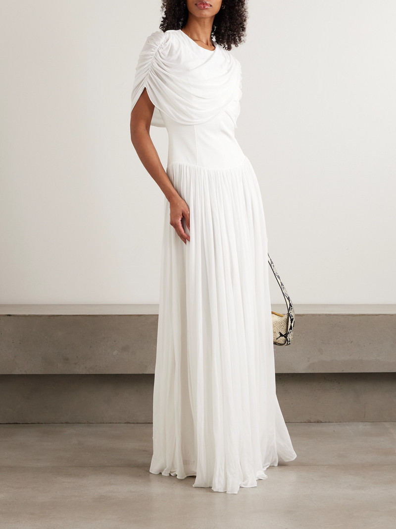 SIMKHAI Nancie Cape-effect Draped Pleated Jersey Maxi Dress outlook