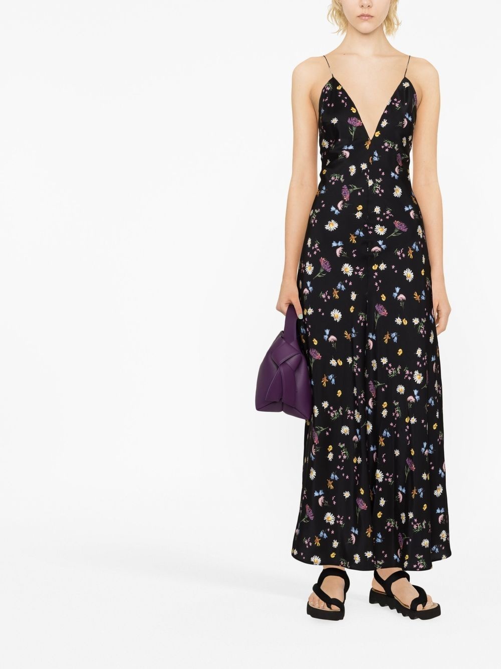 floral-print silk maxi dress - 2