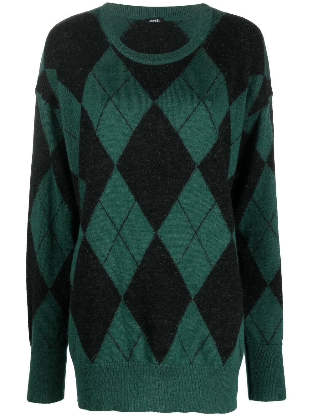 check-pattern knit jumper - 1