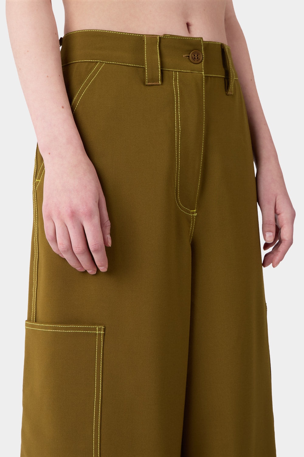 FIT LOOSE PANTS / olive green - 4