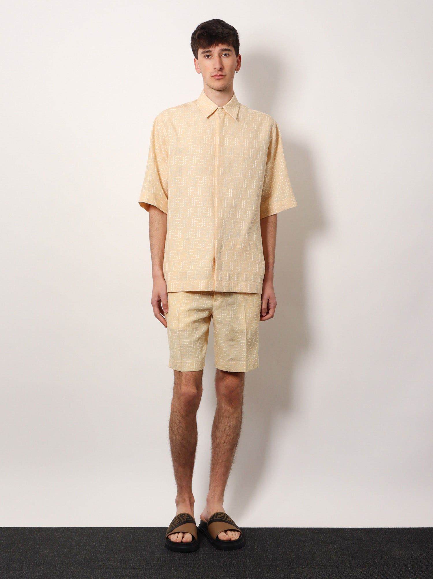 Fendi Jacquard Linen And Cotton Shirt With All-Over Ff Embroidery - 2