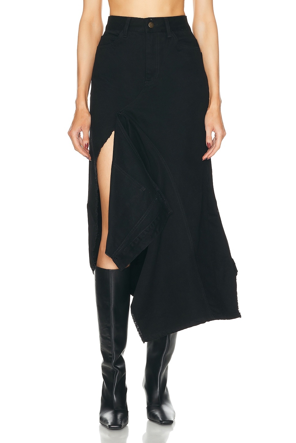 Deconstructed Long Denim Skirt - 1