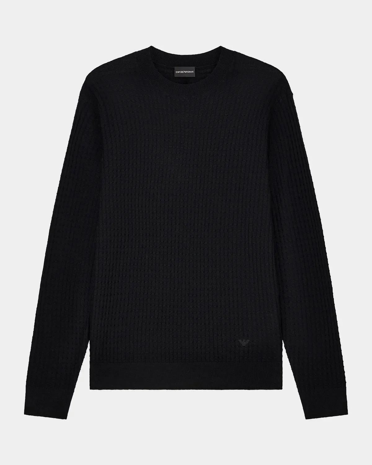 Men's Textured Virgin Wool Crewneck Sweater - 1