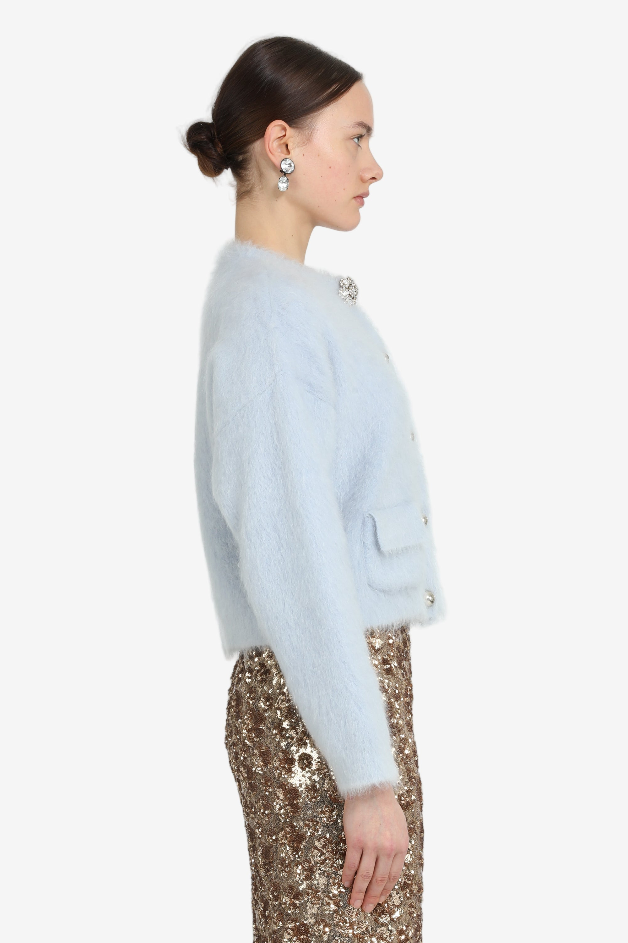 CREW NECK CARDIGAN WITH JEWEL BUTTONS - 3