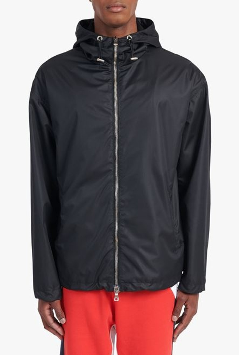 Black hooded nylon windbreaker with transparent Balmain logo 5