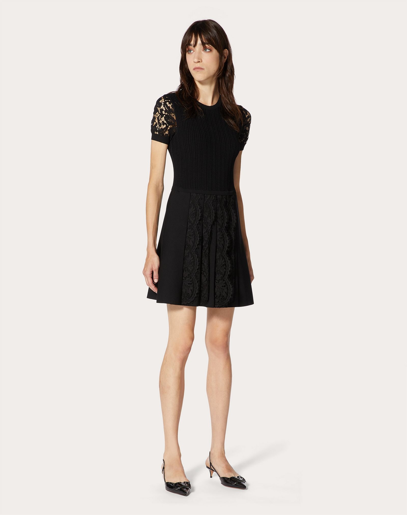 Stretch-Viscose and Heavy Lace Knitted Dress - 3