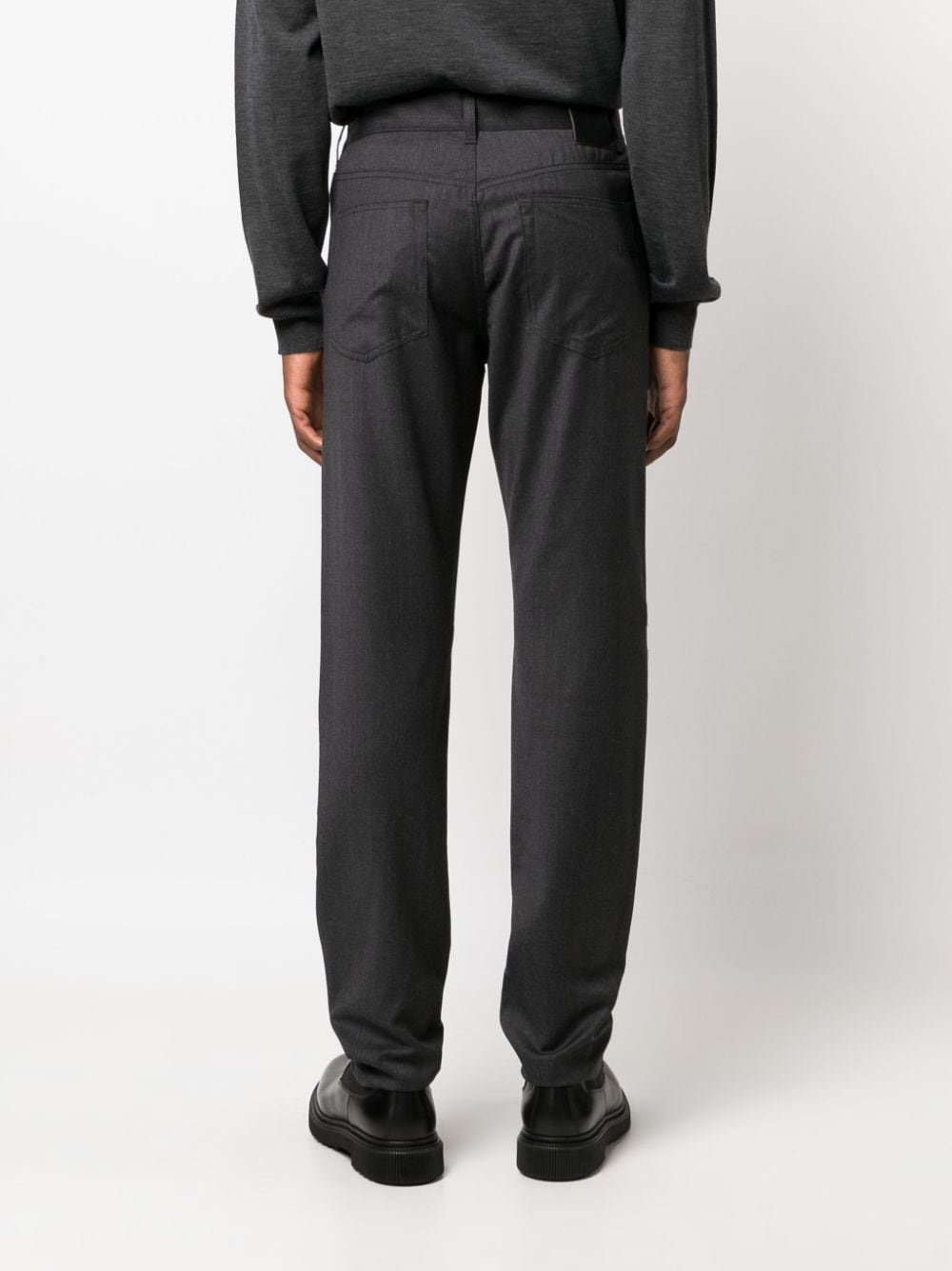 logo-patch wool straight-leg trousers - 4