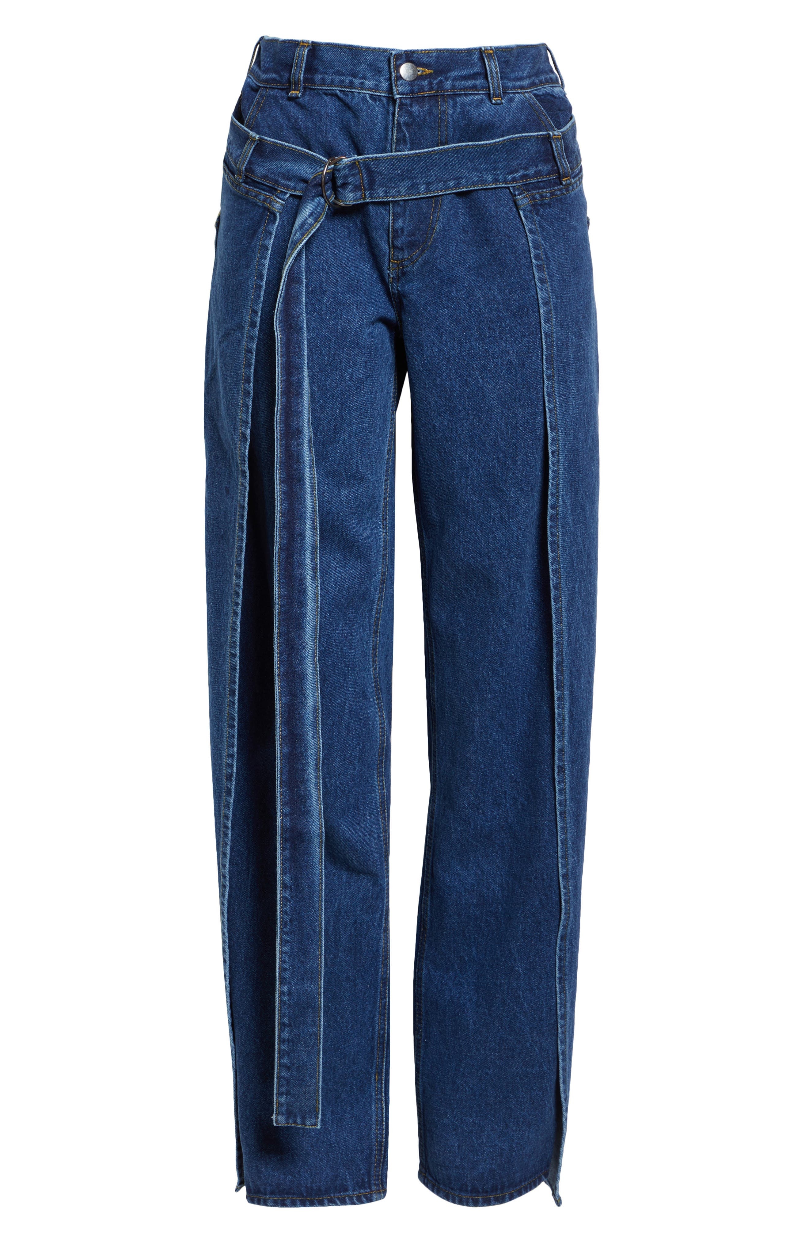 MONSE Deconstructed Wide Leg Wrap Jeans in Indigo Denim at Nordstrom - 5