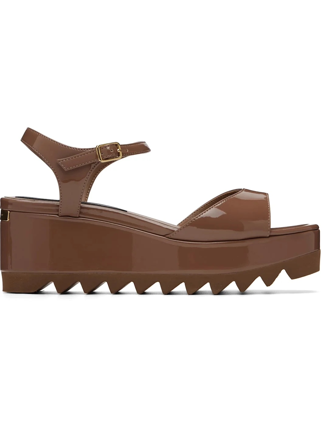 Brown Elyse Patent Platform Sandals - 1