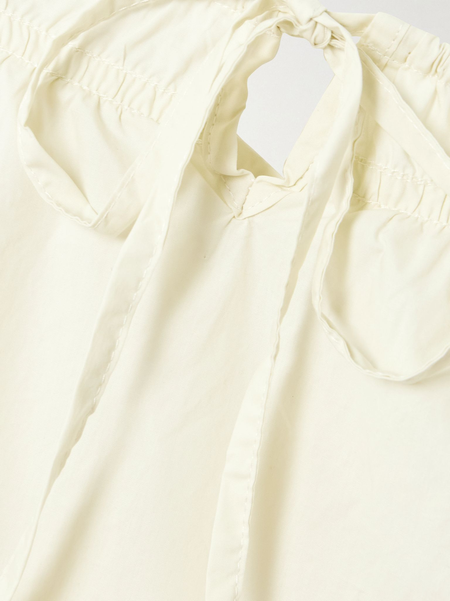 Drawstring organic cotton-poplin mini dress Off-white - 4