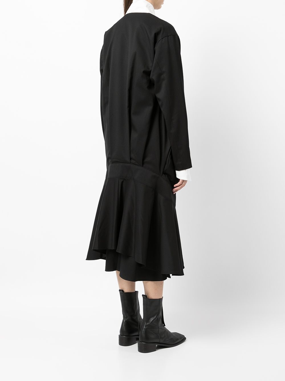 long wool pleat-detail coat - 4