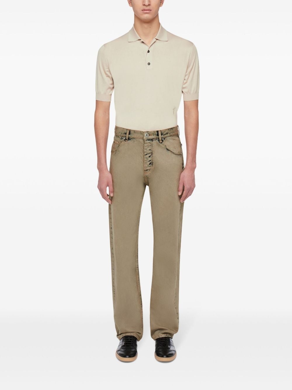 logo-patch cotton trousers - 2