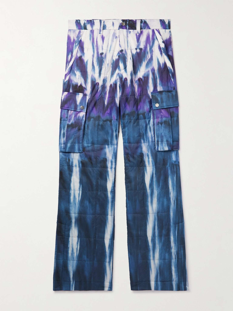 Flared Tie-Dyed Quilted Shell Cargo Trousers 1
