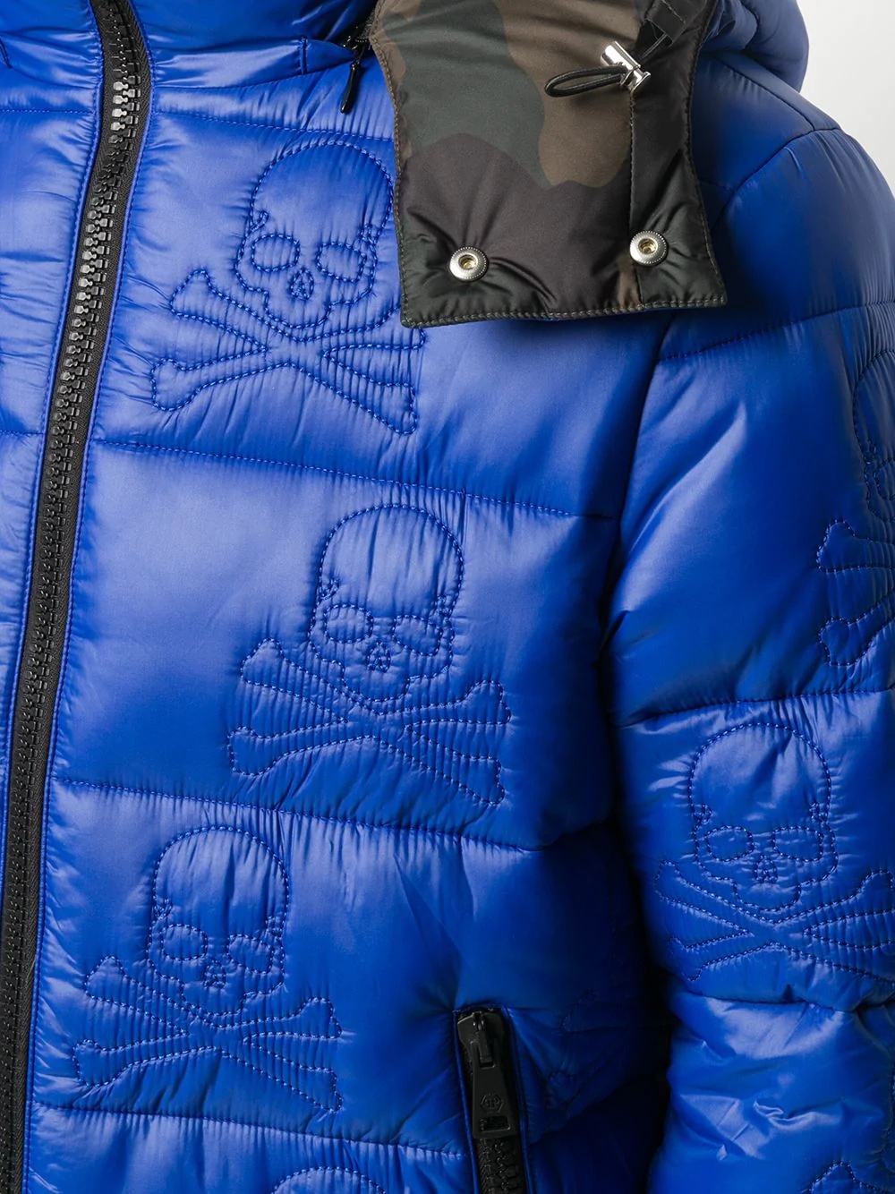 embroidered skull padded jacket - 6