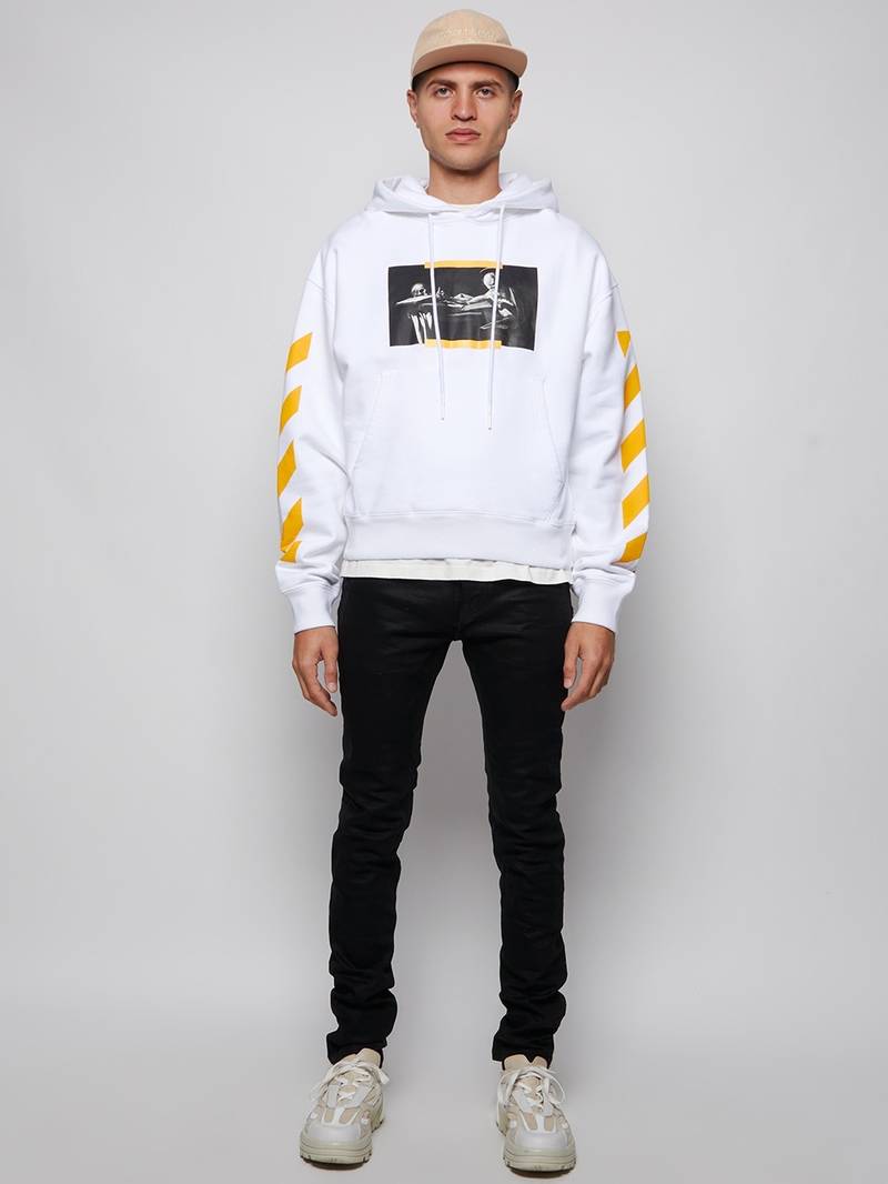 Off-White Oversized Caravaggio Painting Hoodie White And Yellow outlook