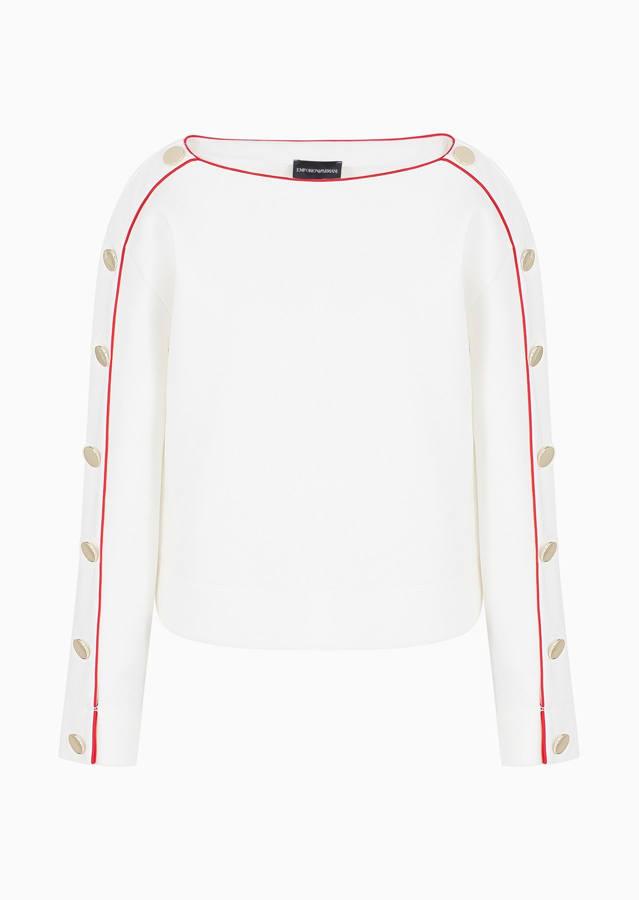 boat-neck sweatshirt with golden buttons - 1