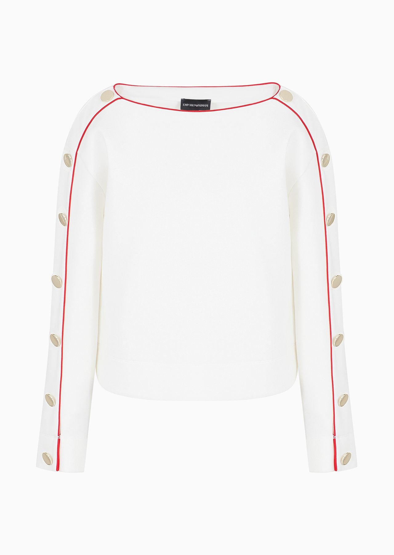 boat-neck sweatshirt with golden buttons - 1