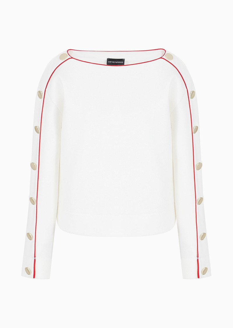 boat-neck sweatshirt with golden buttons 1