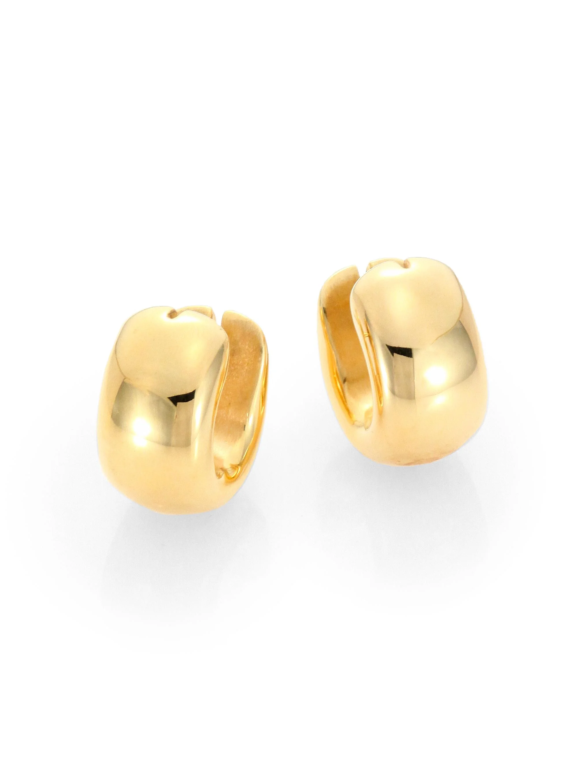 Women's 18K Yellow Gold Huggie Hoop Earrings/0.6" - Gold - 1