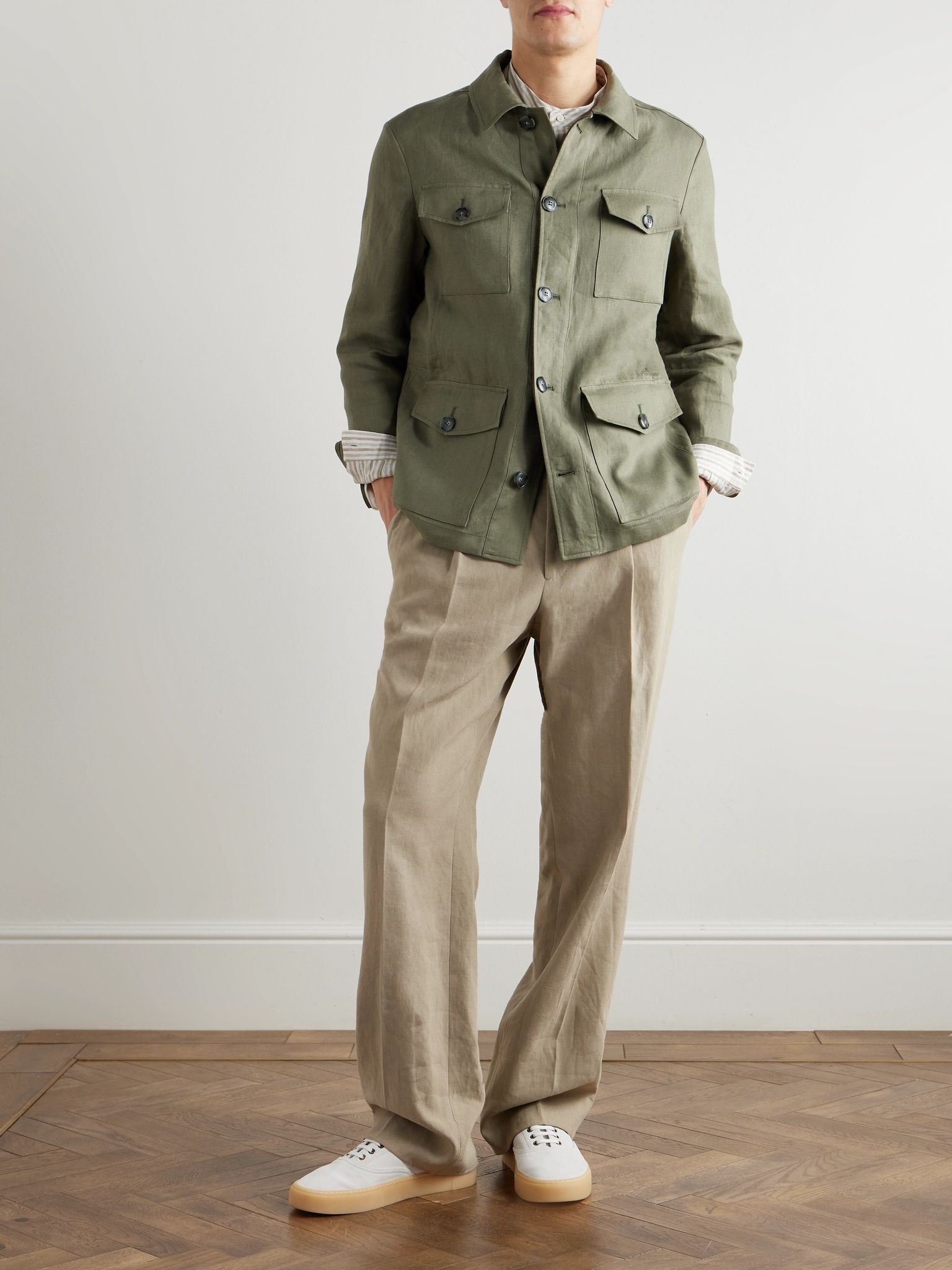 Linen-Canvas Jacket Green - 2