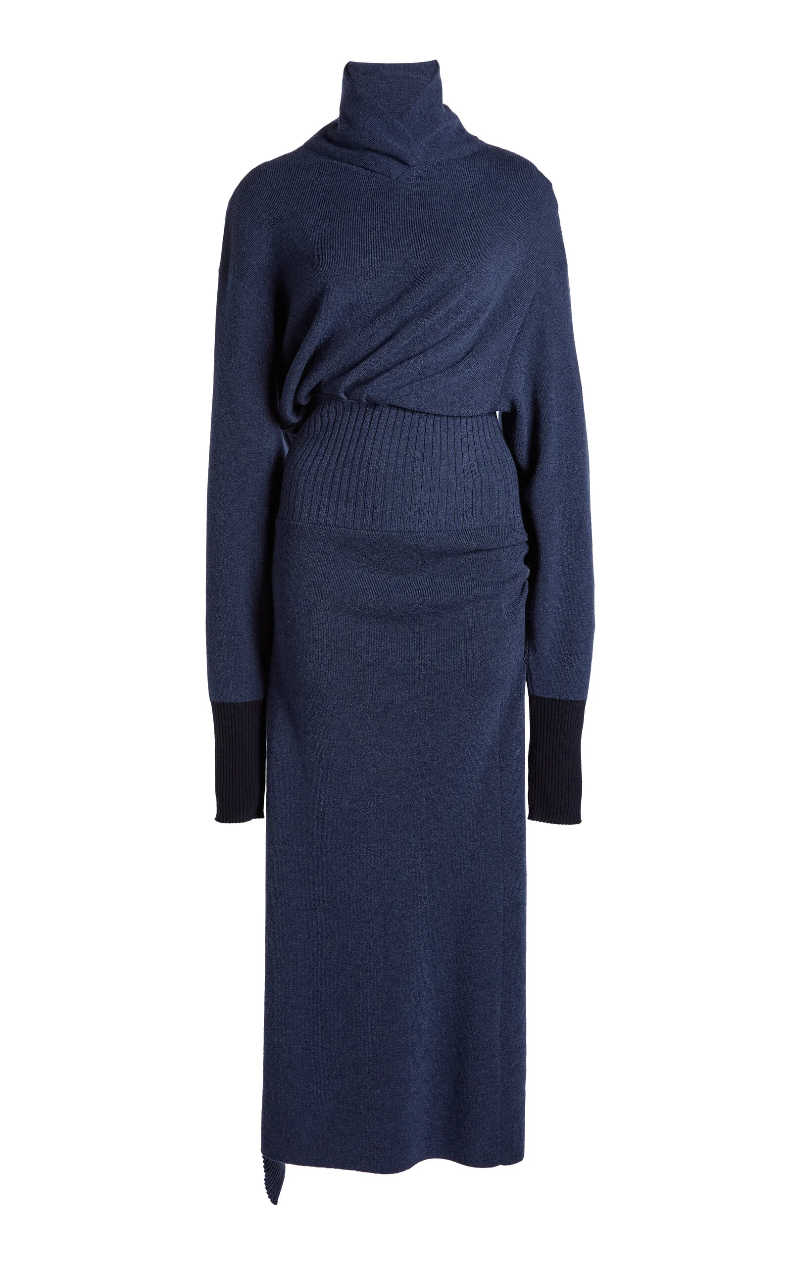Draped Wool-Cashmere Midi Dress blue - 1