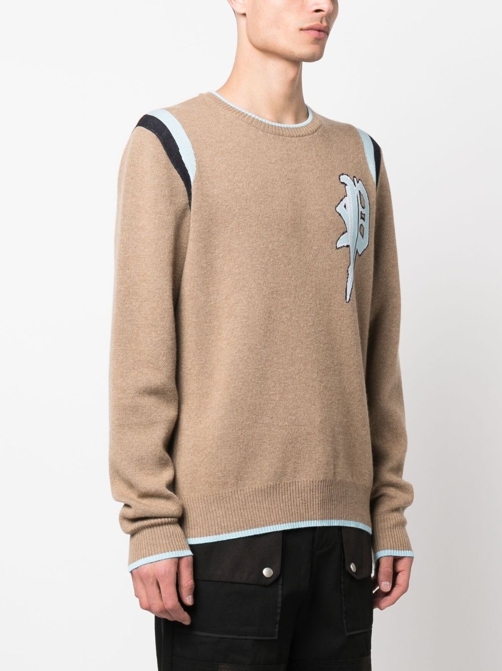 intarsia-knit logo knitted sweatshirt - 3