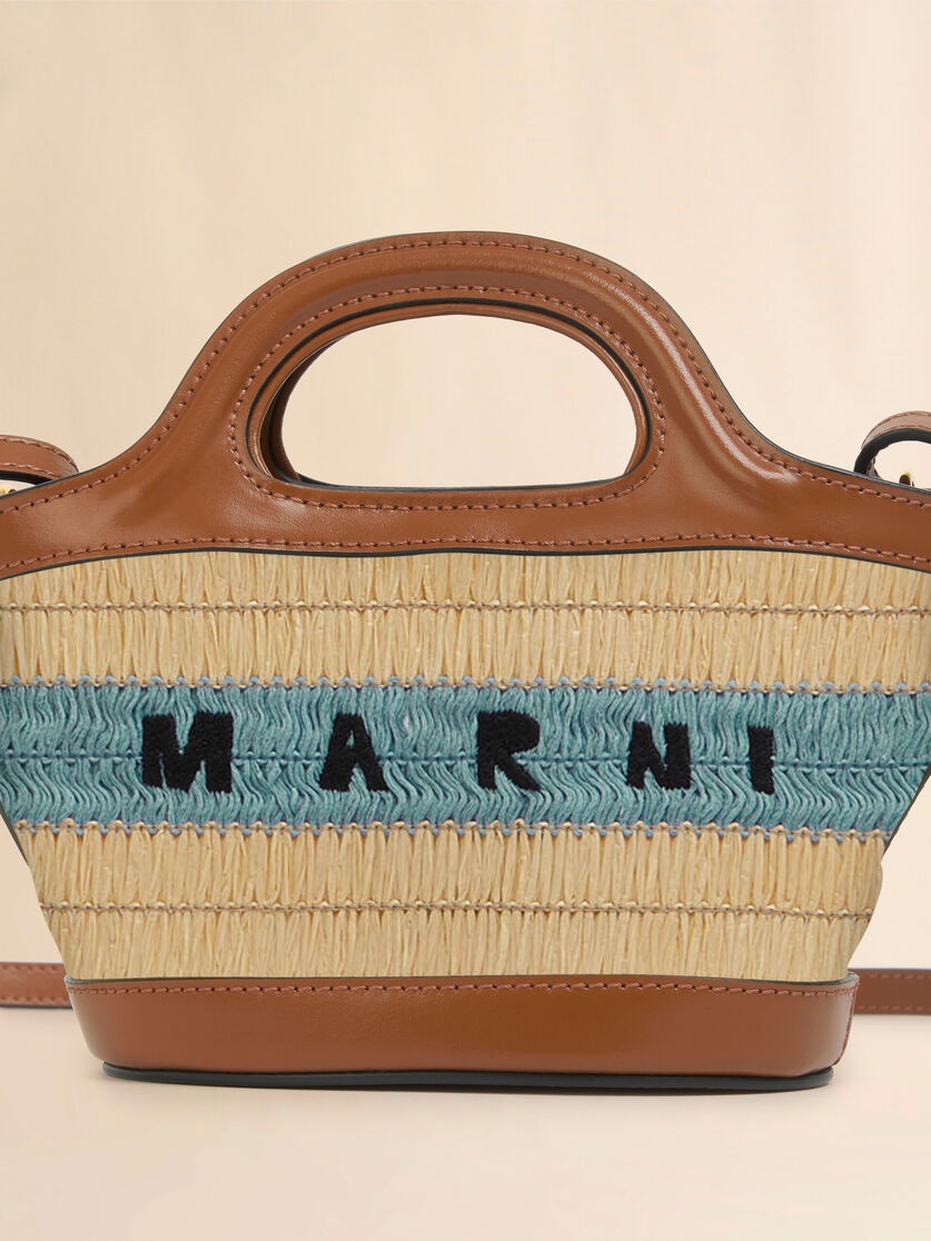 RAFFIA EFFECT AND BLUE CROCHET TROPICALIA MICRO BAG - 5