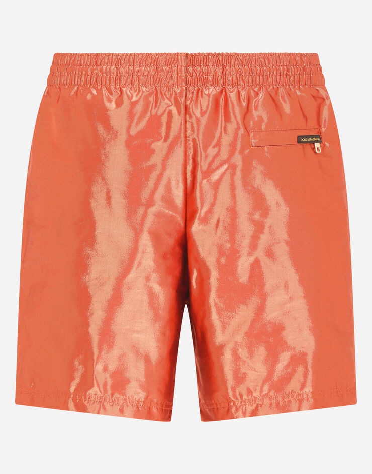 Mid-length swim trunks with metal DG logo - 3