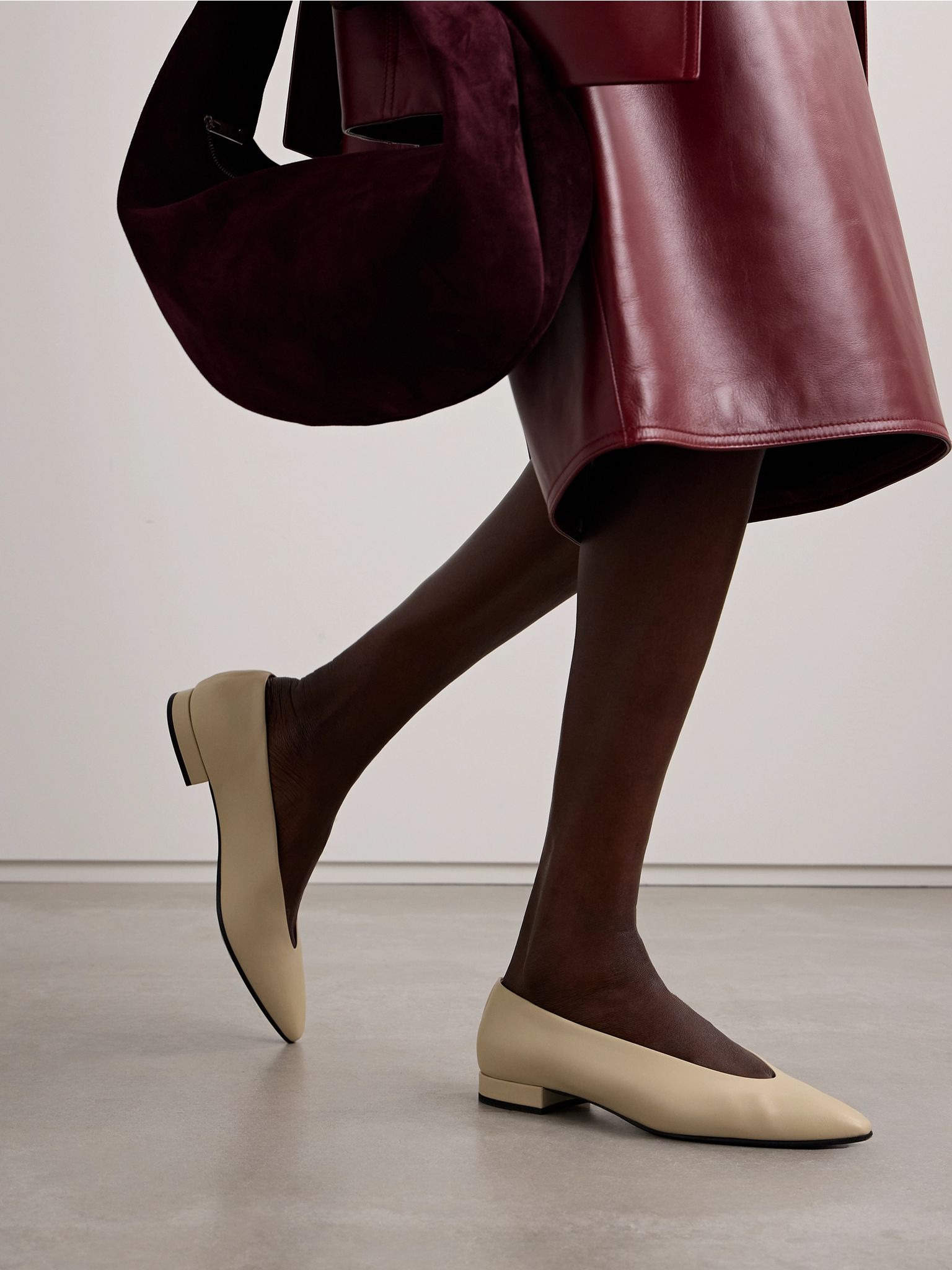 Rebecca leather point-toe flats Beige - 2