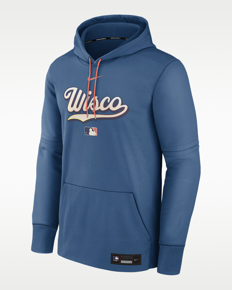 Milwaukee Brewers Authentic Collection City Connect Men's Nike Therma MLB Pullover Hoodie 1