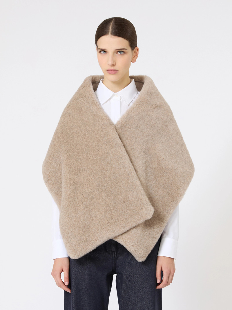 Max Mara Alpaca and cashmere Teddy stole - MOSS GREEN outlook