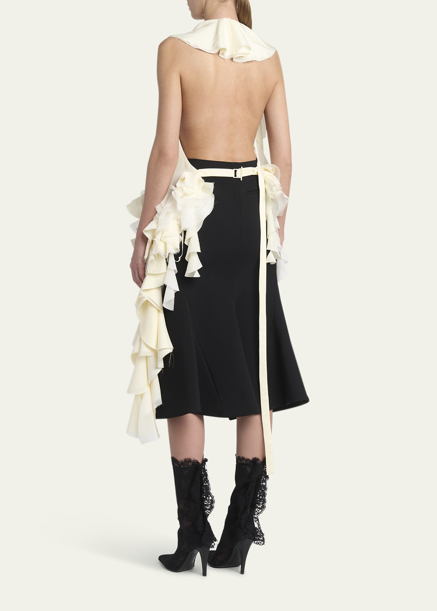 Backless Ruffle Silk Gown - 3