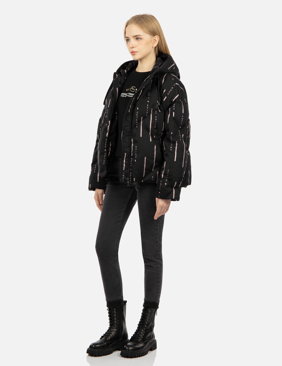Monogram Metallic Logo Print Down Jacket - 3