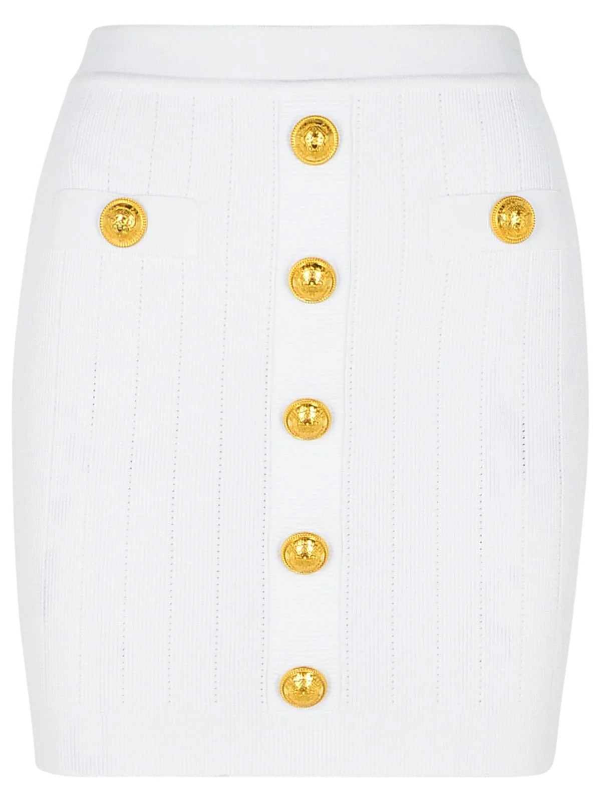 Balmain Mini Skirt In White Viscose Blend - 1