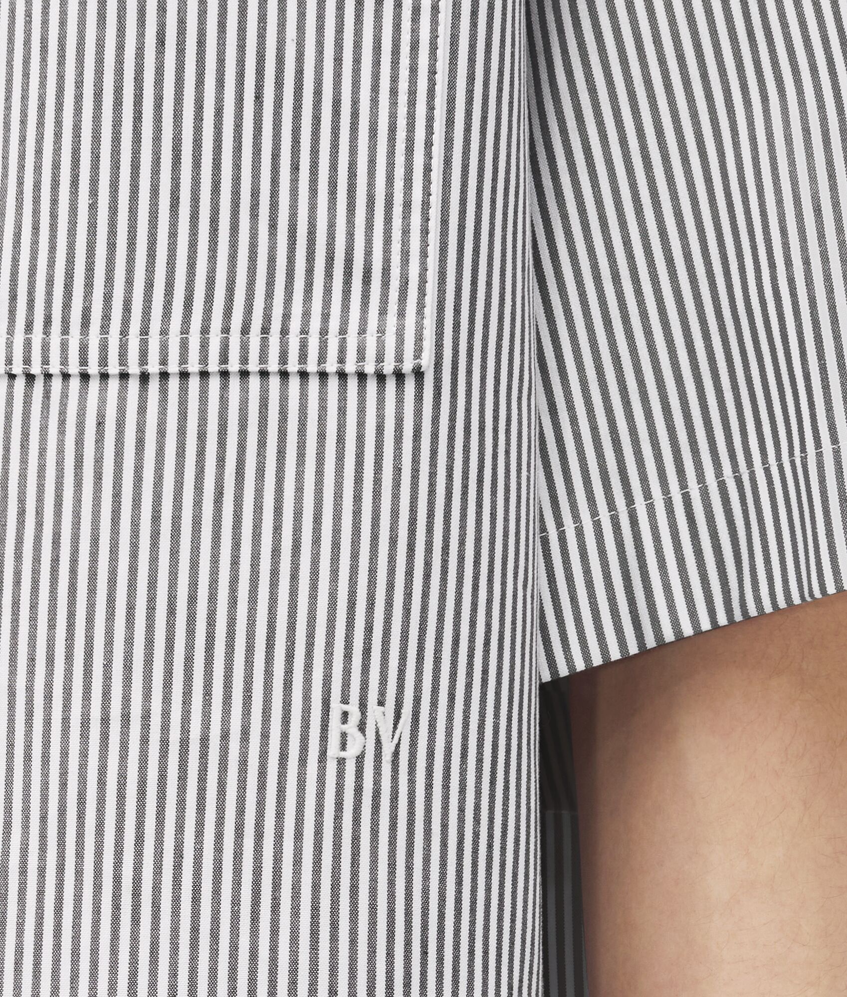 Striped Cotton Overshirt With "BV" Embroidery - 4